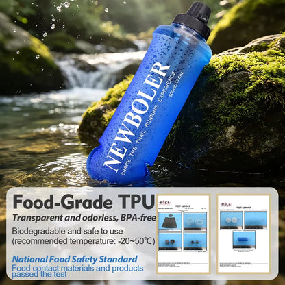 500ML Soft Water Bottle With Filter Ultralight Collapsible Water Filter Bottle Hydrapak Soft Flask for Hiking Camping Backpack