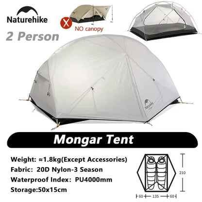 Naturehike Mongar 2 UL/PRO/Base Tent – Ultralight 2 Person Backpacking Tent - Bearkit