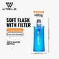 WRELS Soft Water Bottle with Filter Ultralight Collapsible Water Filter Bottle Hydrapak Soft Flask for Hiking Camping Backpack