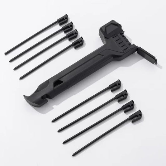 Outdoor Multi-functional Tent Stakes and Hammer, Campsite Stake Hammer, Plastic Stake Hammer, Hammer with 8 Stakes