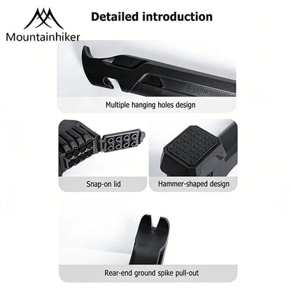Multifunctional Tent Hammer + Ground Stakes Kit, Ergonomic Grip Portable Outdoor Gear, Practical Peg Remover for Camping Hiking