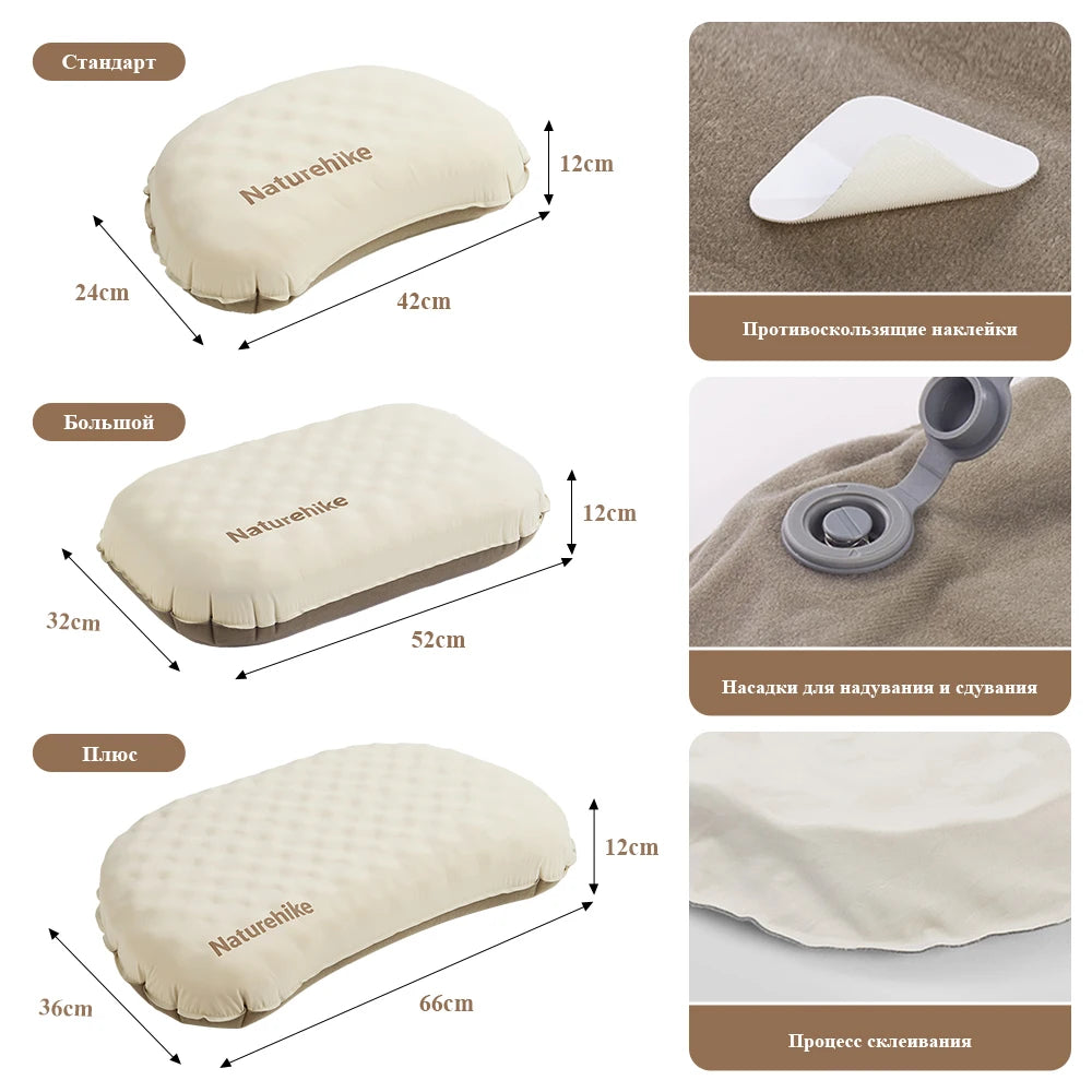 Naturehike Feather Bone 2-in-1 Foam Inflatable Pillow Waterproof Oilproof Stainproof Adjustable Soft Breathable Camp Travel Nap