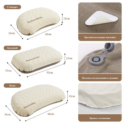Naturehike Feather Bone 2-in-1 Foam Inflatable Pillow Waterproof Oilproof Stainproof Adjustable Soft Breathable Camp Travel Nap